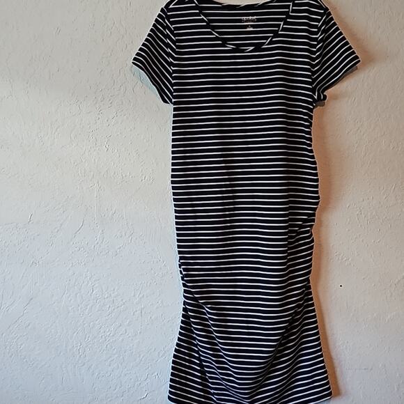 Isabel Maternity Blue Striped Tee Shirt Dress size XL - Picture 1 of 8